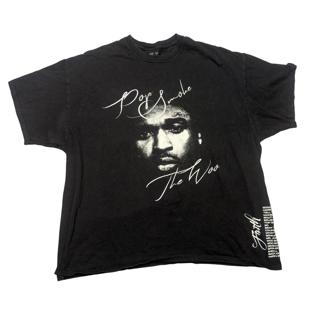 Vlone Pop Smoke The Woo T Shirt Men's 2XL Rap Tee Faith Hip Hop Streetwear